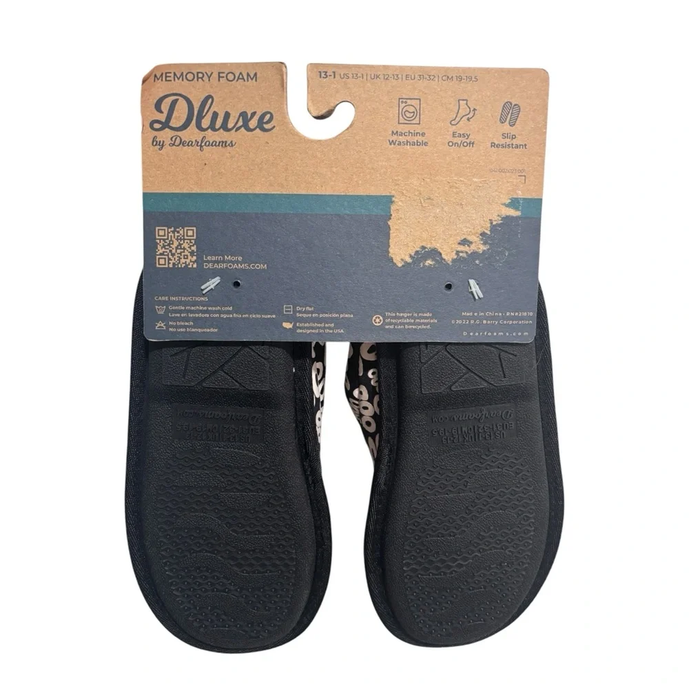 Deluxe by Dearfoams Kids Unisex Slippers Halloween Black Size 13 - 1 NWT